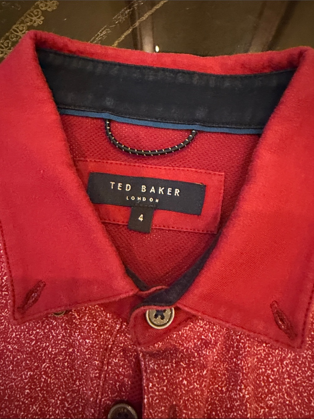 Ted Baker Men's Coral Red Heather Polo with Contrast Collar